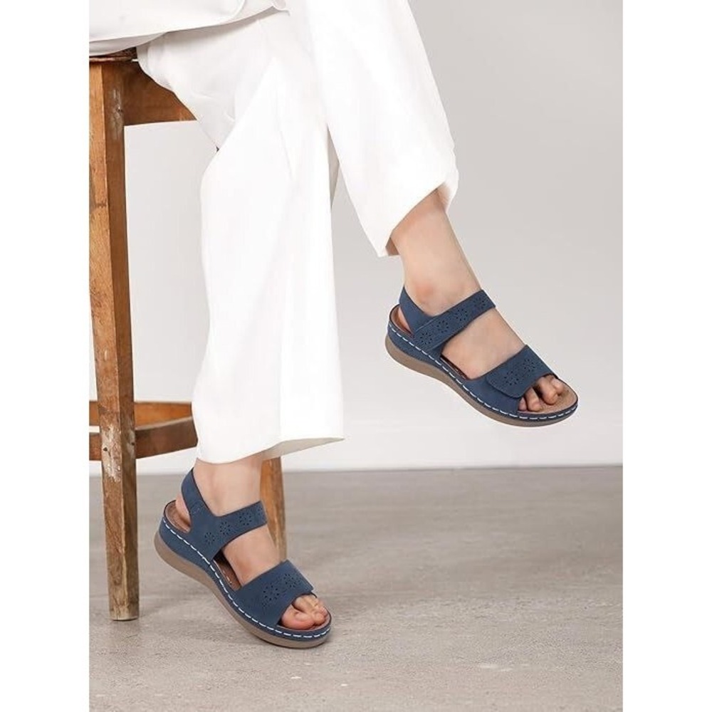 Shibever Women's Dressy Ankle Strap Walking Sandals - Blue - Sz 40 (US 9) - Picture 2 of 4